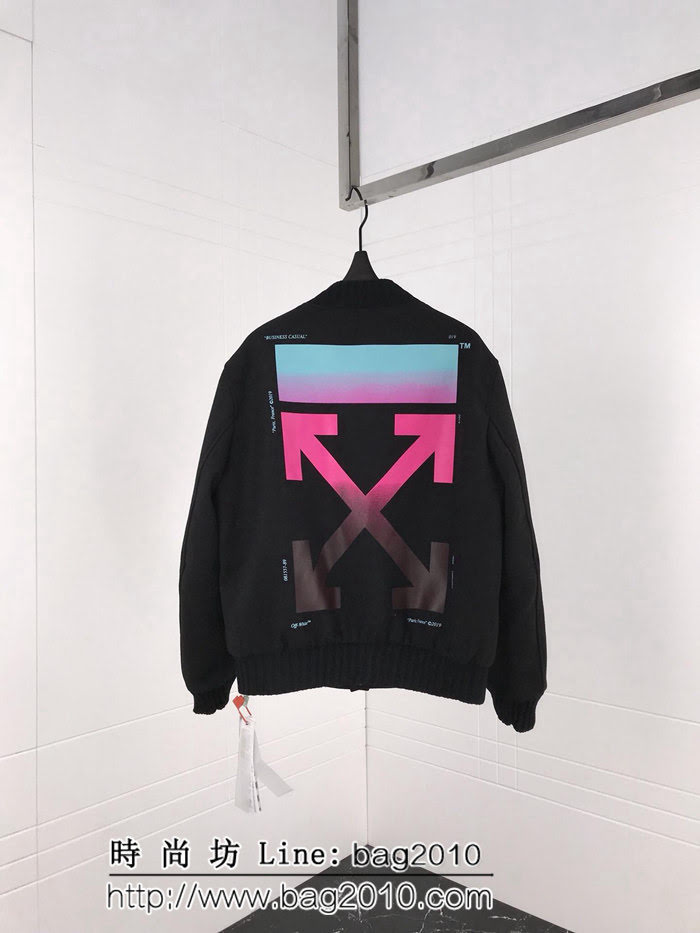 OW18FW 藍紫漸變色 羊毛呢面料 超級厚實 保暖夾克棒球服 開模訂制原版四合扣 修身版型 情侶款 ydi2584